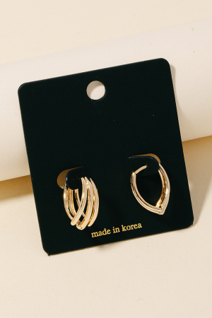 Triple Layered Hinge Oval Hoop Earrings
