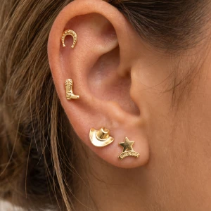 18K Gold Dipped Western Cowboy Stud Earring Set