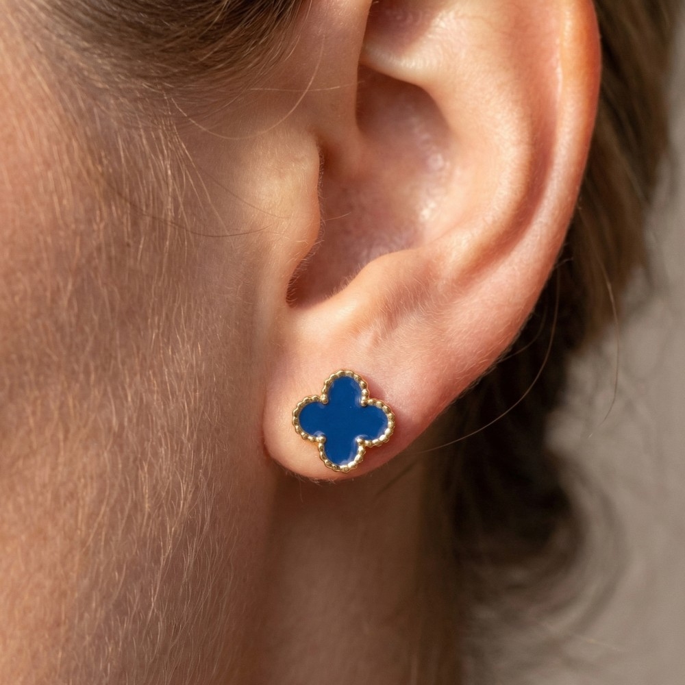 Gold Dipped Epoxy Clover Stud Earrings