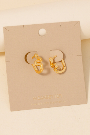 Gold Dipped Swirly Snake Hinge Hoop Earrings