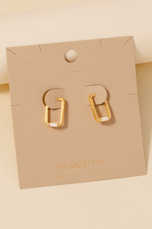Gold Dipped Mini Opal Stud Rectangle Hoop Earrings