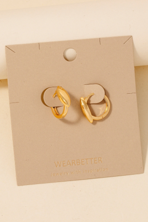 Gold Dipped Oval Accent Hinge Hoop Earrings