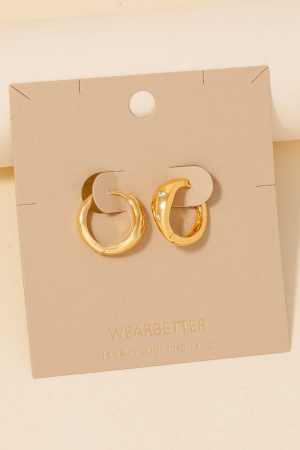 Gold Dipped Star Studded Hinge Hoop Earrings