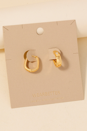 Gold Dipped Wide Oval Hinge Hoop Earrings
