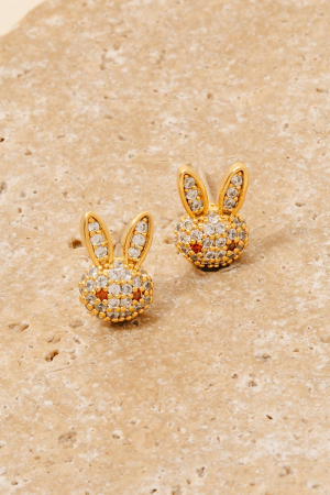 Cz Pave Bunny Head Stud Earrings