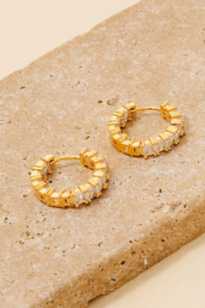 Square Cz Studded Hoop Earrings