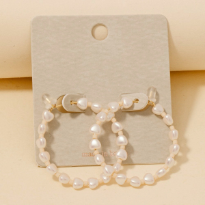 Pearl And Beads Hoop Earrings