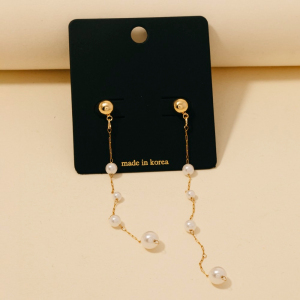 Pearl Beaded Chain Dangle Earrings