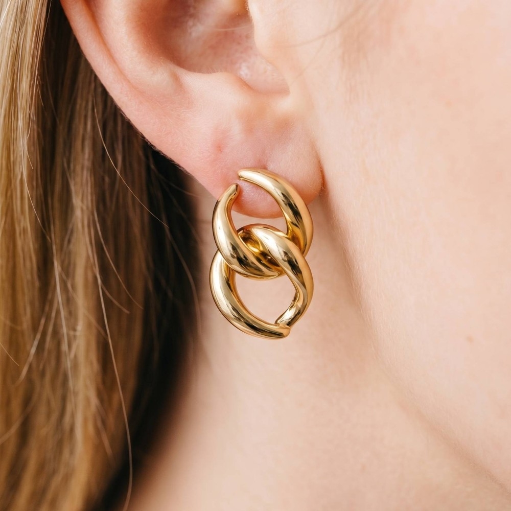 Double Chain Link Dangle Earrings