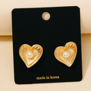 Pearl Stud Heart Stud Earrings