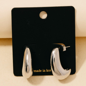Thick Curved J Shape Drop Earrings