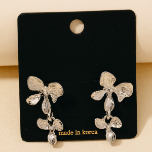 Textured Double Flower Dangle Earrings