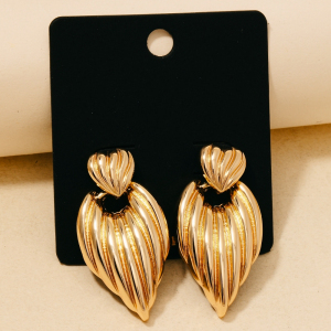 Intricate Heart And Leaf Dangle Earrings