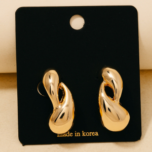 Double Metallic Tear Stud Drop Earrings