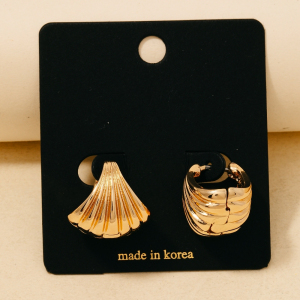 Wide Ridged Texture Hinge Hoop Earrings