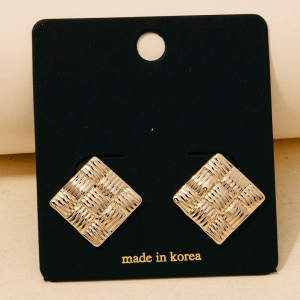 Square Woven Shield Stud Earrings
