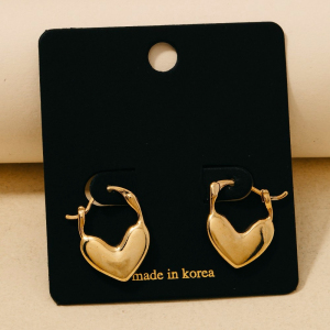 Flat Heart Latch Hoop Earrings