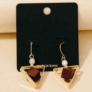 Cube And Triangle Dangle Drop Earrings