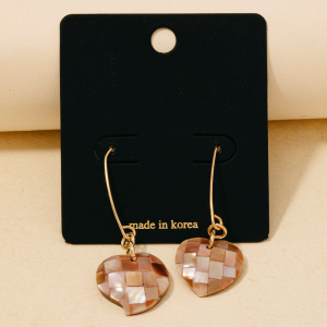 Shell Plated Heart Charm Dangle Earrings