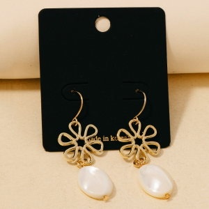 Shell And Flower Dangle Hook Earrings