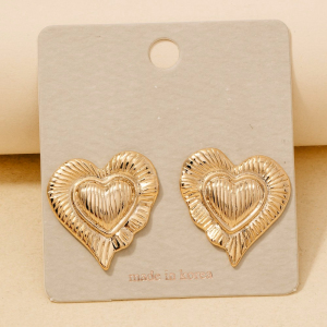 Melting Textured Hearts Stud Earrings