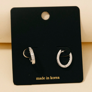 Cz Pave Edge Oval Hinge Hoop Earrings