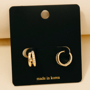 Cz Pave Layered Hinge Hoop Earrings