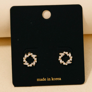 Cz Cluster Mini Twisted Hoop Stud Earrings