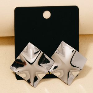 Wavy Square Shield Stud Earrings
