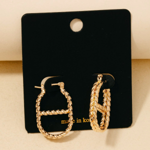 Twisted Oval Latch Hoop Earrings