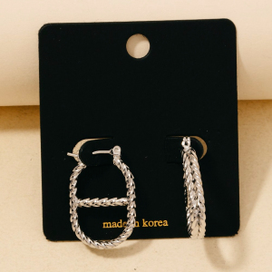 Twisted Oval Latch Hoop Earrings