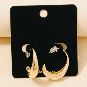 Textured Metallic Oval Threader Hoop Earrings