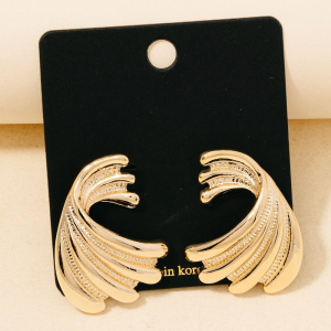 Intricate Metallic Wings Stud Earrings