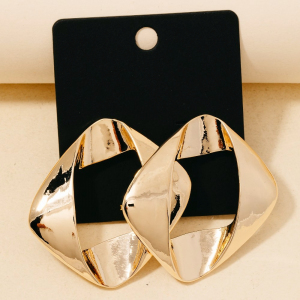 Folded Flat Hoop Stud Drop Earrings