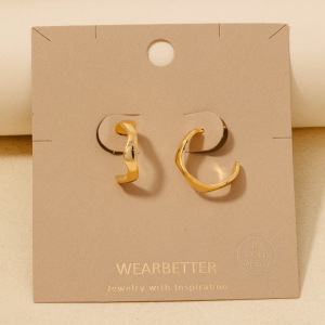 Gold Dipped Wavy Flat Hoop Earrings