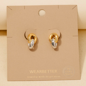 Gold Dipped Two Tone Stud Earrings