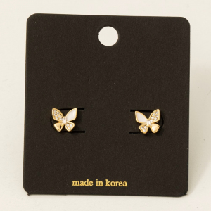 Mini Cz Butterfly Stud Earrings