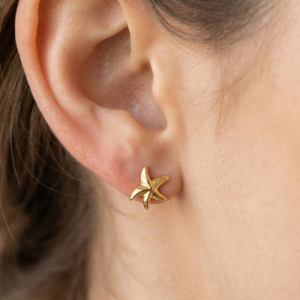 Gold Dipped Dainty Starfish Stud Earrings