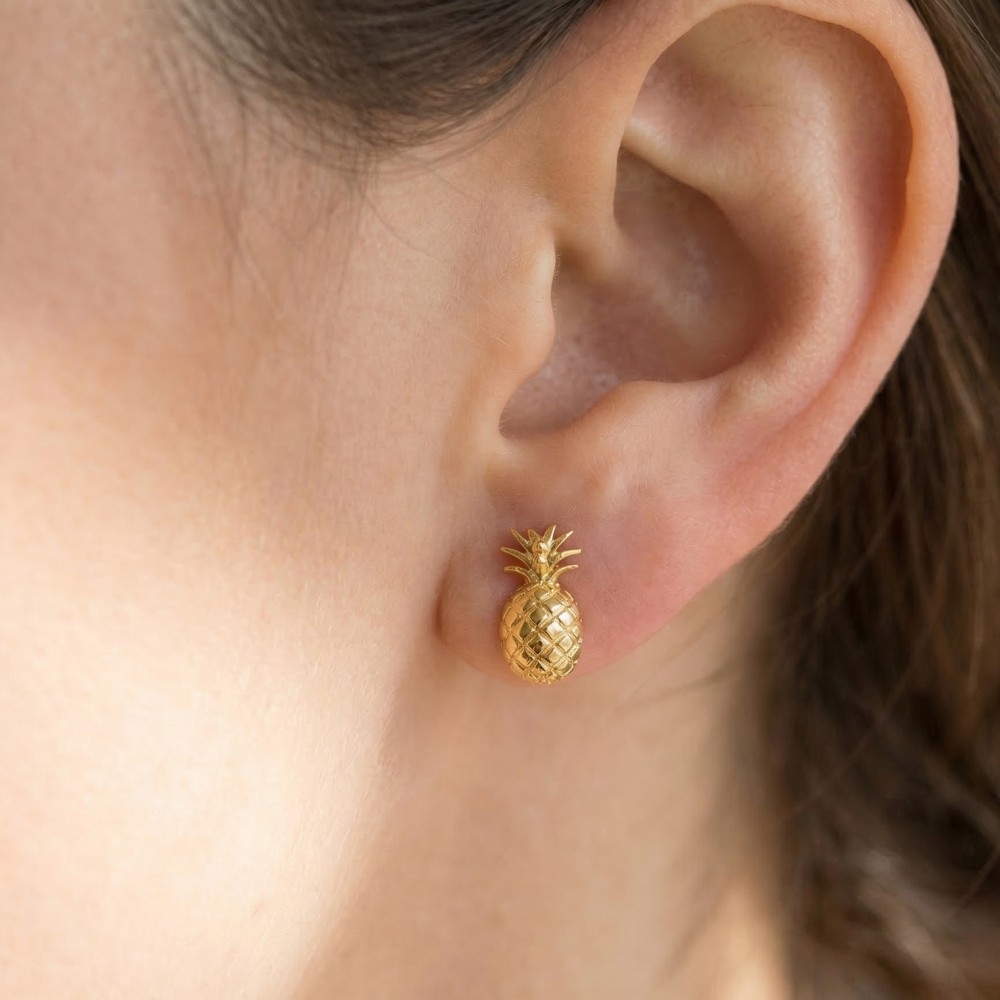 Gold Dipped Pineapple Stud Earrings