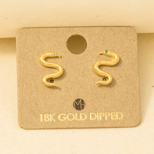 Gold Dipped Mini Cz Snake Earrings