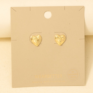 Gold Dipped Crucifix Cross Heart Stud Earrings