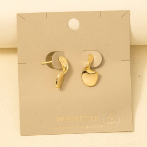 Gold Dipped Twisted Flat Oval Stud Earrings