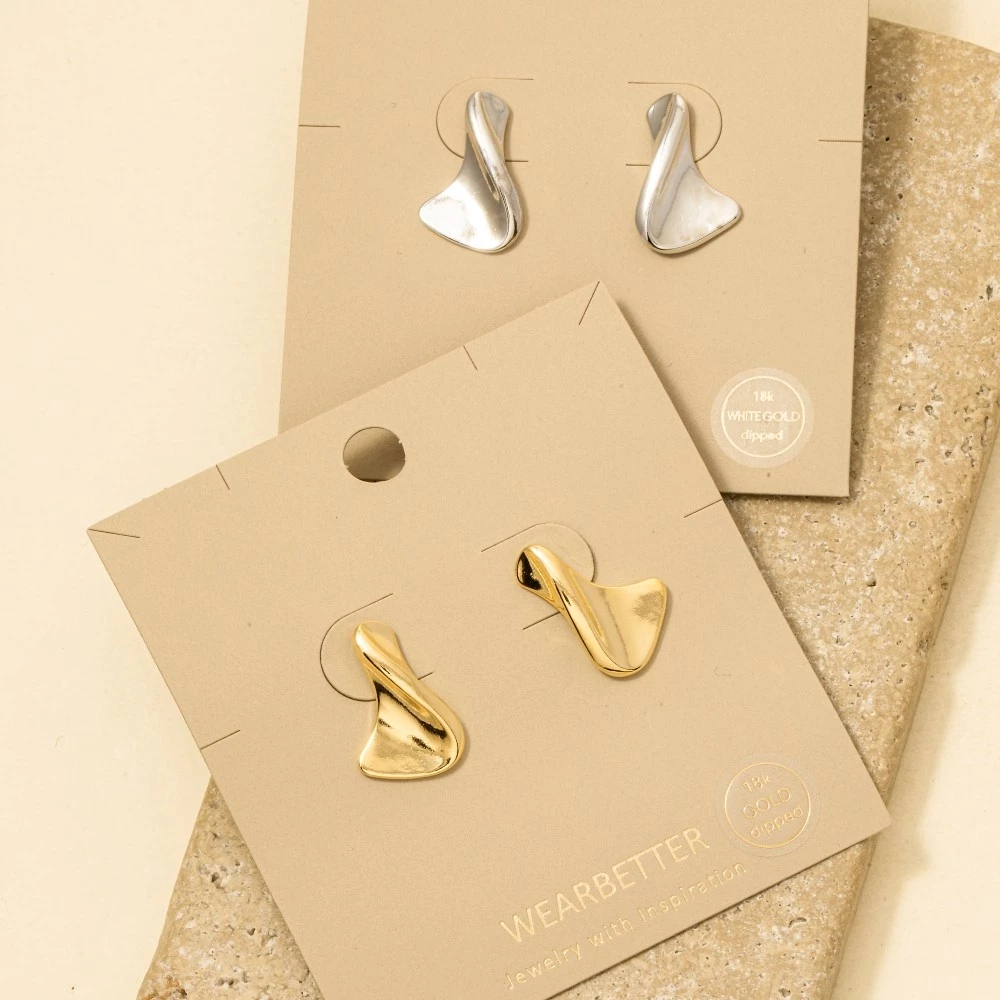 Gold Dipped Twisted Shape Drop Earrings