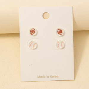 Game Day Football And Baseball Acrylic Stud Earrings Set