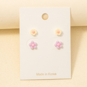 Acrylic Flower Stud Earrings Set