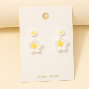 White And Yellow Acrylic Stud Earrings Set