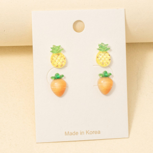 Pineapple And Carrot Acrylic Stud Earrings Set
