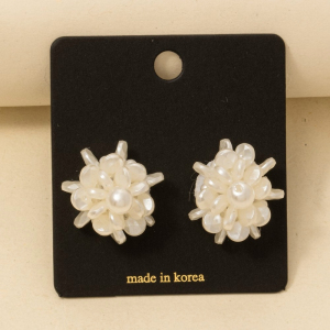 Intricate Pearly Cluster Stud Earrings