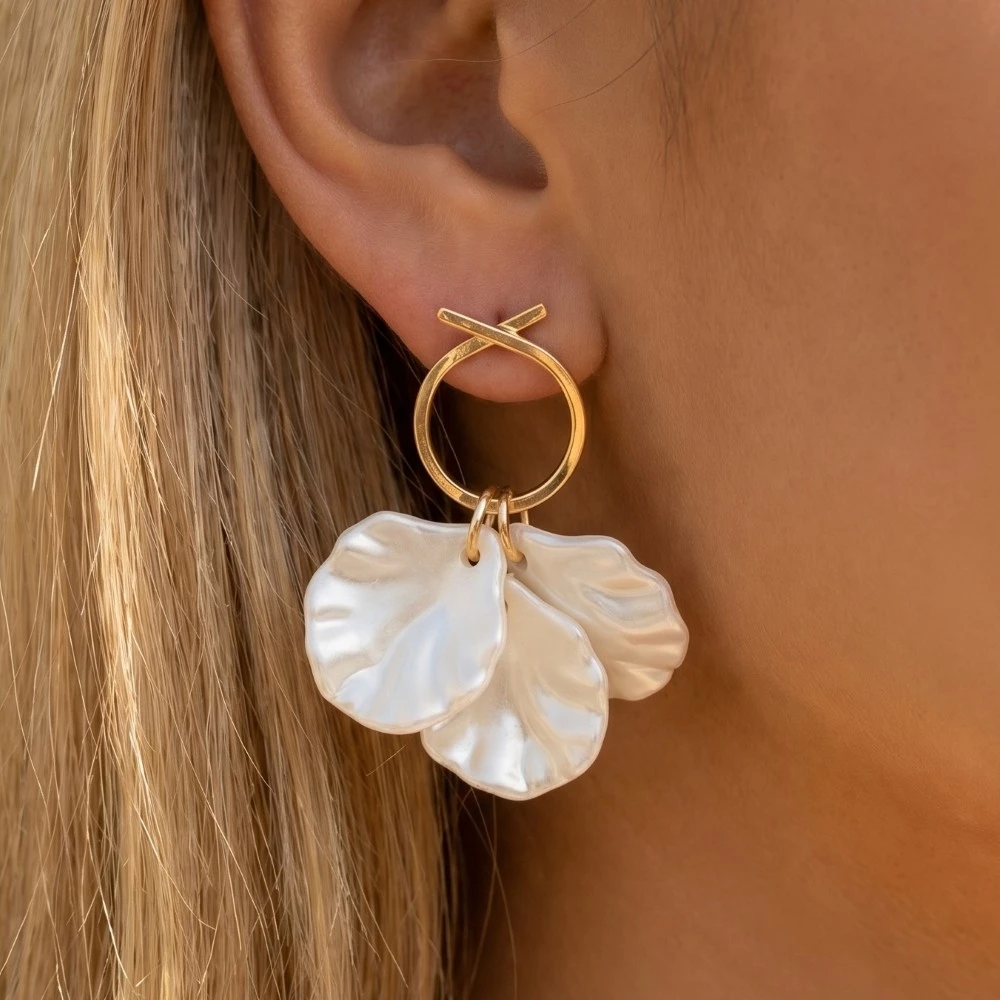 Pearly Petal Charms Dangle Earrings
