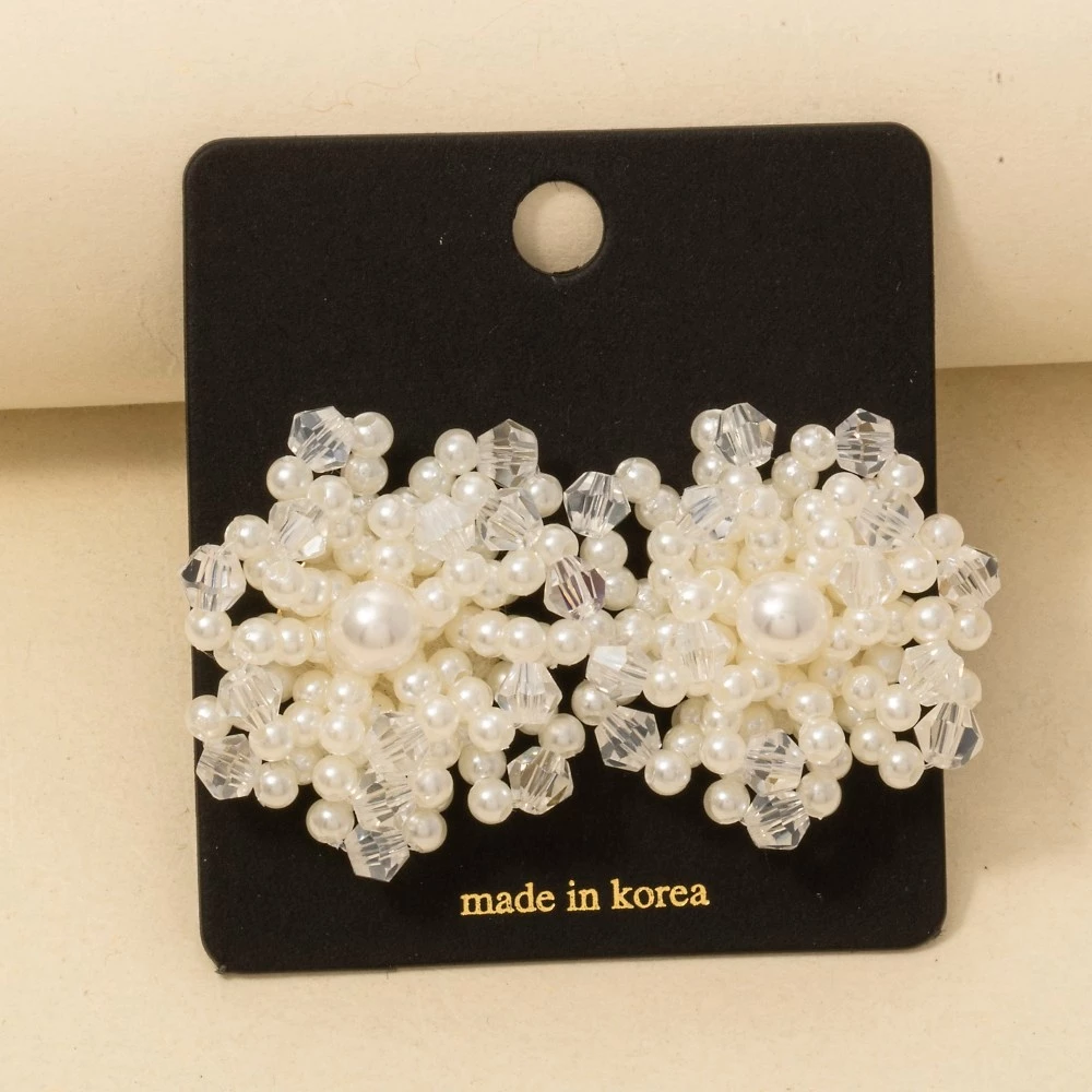Pearl And Faceted Beads Cluster Earrings